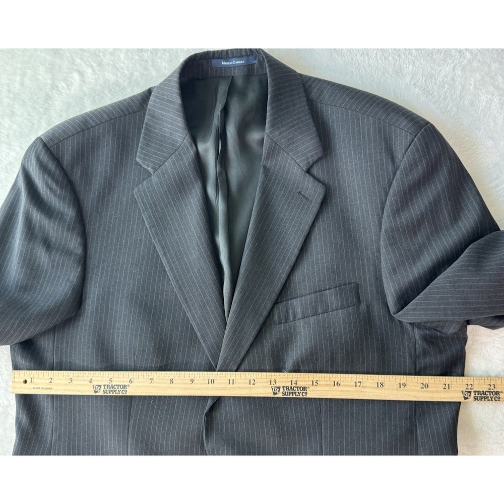 Lauren Ralph Lauren Blazer Mens 42T Wool Cashmere‎ Black Blue Pinstripe - Picture 13 of 16